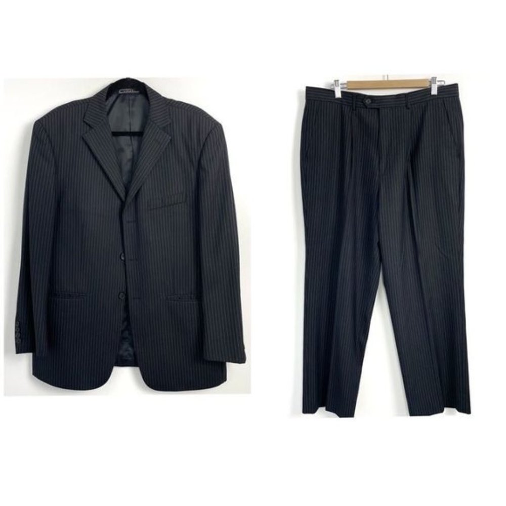 Vintage Giorgio Armani Black Pinstripe Suit